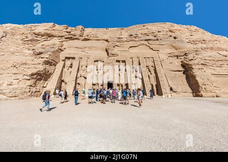 Der Tempel von Hathor in Abu Simbel Stockfoto