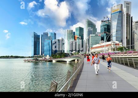 Singapur. Marina Bay. Der Merlion Stockfoto