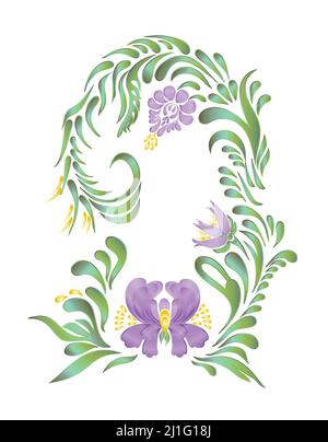 Schöner Rahmen mit Blumen im Vintage-Stil. Florale Ornamente. Ukrainische Volkskunst. Petrykivka Stock Vektor