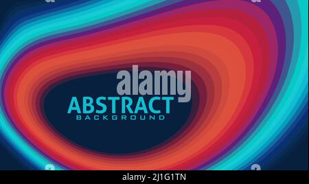 Abstrakter, dunkelblauer, lebhafter Hintergrund mit einem gerundeten Rahmen aus Neon und Rot-Orange. Vorlage für futuristische Vektorgrafik Stock Vektor