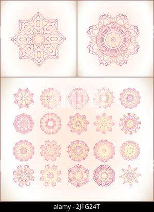 Indische Ornamente. Niedliche rosa Kreis Ornament Schnürsenkel Stock Vektor