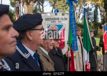 Pomezia, Rom, Italien 19/11/2017: Germanischer Militärfriedhof des Zweiten Weltkriegs Gedenken an die Opfer der Schlacht von Nettunia. © Andrea Sabbadini Stockfoto