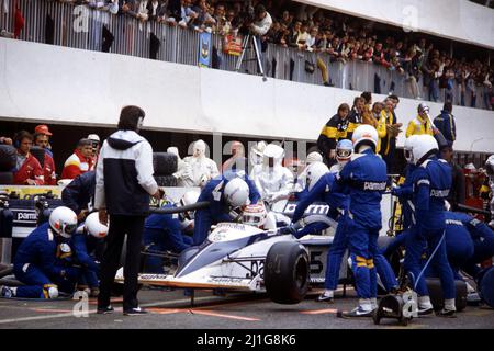 Nelson Piquet (BRA) Brabham BT52 BMW 2. Position während des Boxenstopps Stockfoto