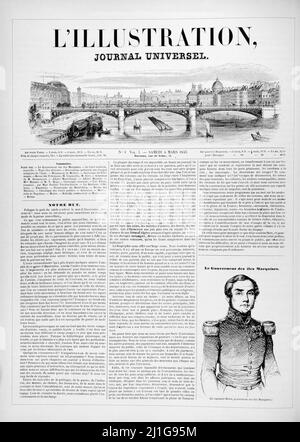 Titelseite - Nummer 1 'L'Illustration Journal Universel' - Französische Illustrierte Zeitschrift - 1843 Stockfoto