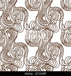 Zentangle wellenförmige nahtlose Muster. Doodle schwarz und weiß Blume Ornament Stock Vektor