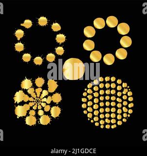 Goldene Farbspritzer für den Designeinsatz. Set von trendigen Gold Vektor Spritzer Stock Vektor