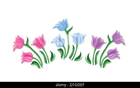 Tulpen Blumen Illustration. Isolierte Federtulpe Stock Vektor