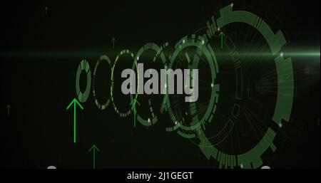 Bild mit grünen Pfeilen über den Scopes Stockfoto