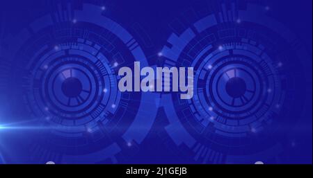 Bild von leuchtenden Lichtpunkten über dem Scannen von Scopes Stockfoto