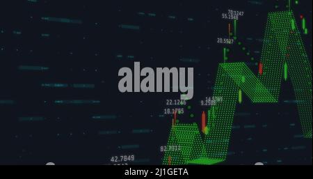 Bild der finanziellen Datenverarbeitung auf digitalen Bildschirmen Stockfoto