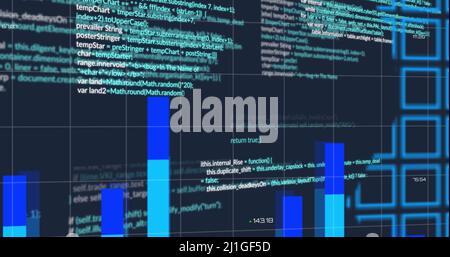 Bild der Datenverarbeitung auf Weltkarte Stockfoto