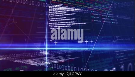 Abbildung der Verarbeitung von Finanzdaten durch binäre Codierung über das Grid Stockfoto