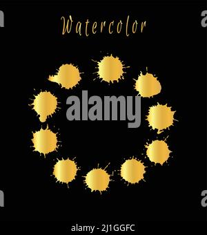 Goldener runder Rahmen mit leerer Mitte für Text. Gold Art Hintergrund. Stock Vektor