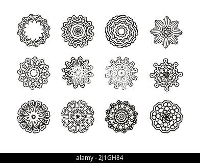 Geometrisches Ornament in Vektor gemacht. Kreisförmiges Muster mit traditionellen Motiven Stock Vektor
