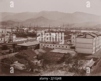 Foto aus dem 19.. Jahrhundert von Batumi. Bahnhof. Georgien, Das Russische Reich. 1890-1900 Stockfoto