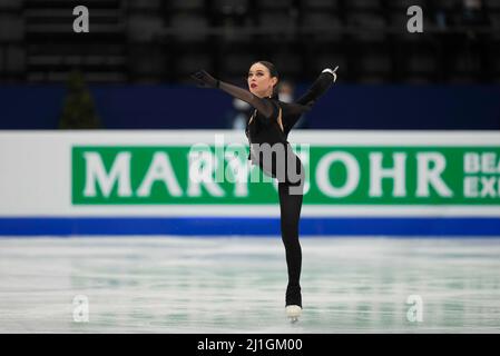 Sud de France Arena, Montpellier, Frankreich. 25. März 2022. Kailani Craine aus Australien beim Finale der Damen, World Figure Skating Championship in der Sud de France Arena, Montpellier, Frankreich. Kim Price/CSM/Alamy Live News Stockfoto