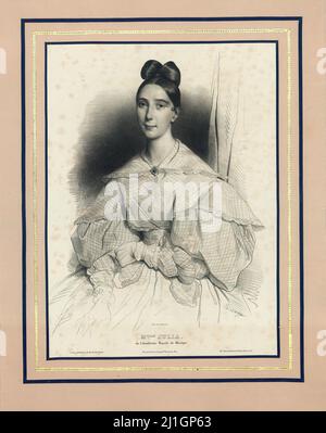 Vintage-Zeichnung von mademoiselle Julia, der Royal Academy of Music. 1840, von Achille Devéria (1800-1857) Stockfoto