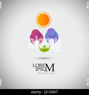 Vorlage abstrakten Vektor Logo Design Familie. Mama und Papa halten das Baby. Vektorgrafik Stock Vektor