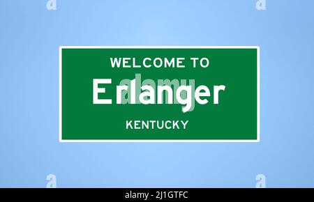 Erlanger, Kentucky City Limit Zeichen. Stadtschild aus den USA. Stockfoto
