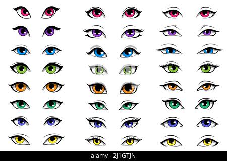 Girly Character - Cartoon Eye Shapes. Vektorgrafik Stock Vektor