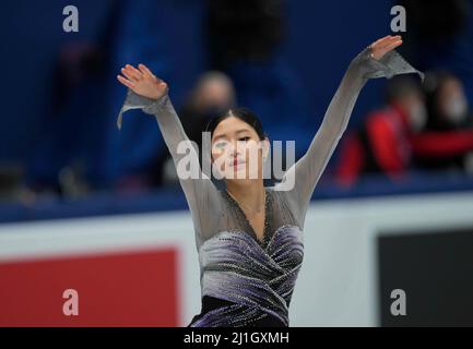 Sud de France Arena, Montpellier, Frankreich. 25. März 2022. Haein Lee aus Südkorea beim Frauen-Finale, World Figure Skating Championship in der Sud de France Arena, Montpellier, Frankreich. Kim Price/CSM/Alamy Live News Stockfoto