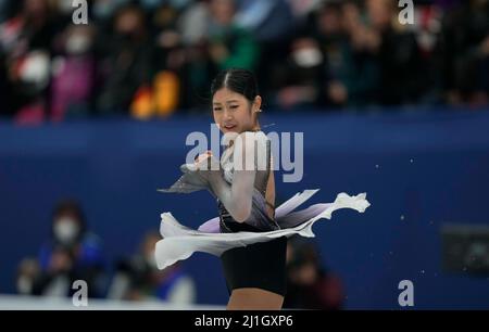 Sud de France Arena, Montpellier, Frankreich. 25. März 2022. Haein Lee aus Südkorea beim Frauen-Finale, World Figure Skating Championship in der Sud de France Arena, Montpellier, Frankreich. Kim Price/CSM/Alamy Live News Stockfoto