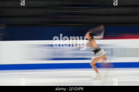 Sud de France Arena, Montpellier, Frankreich. 25. März 2022. Haein Lee aus Südkorea beim Frauen-Finale, World Figure Skating Championship in der Sud de France Arena, Montpellier, Frankreich. Kim Price/CSM/Alamy Live News Stockfoto