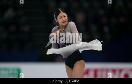 Sud de France Arena, Montpellier, Frankreich. 25. März 2022. Haein Lee aus Südkorea beim Frauen-Finale, World Figure Skating Championship in der Sud de France Arena, Montpellier, Frankreich. Kim Price/CSM/Alamy Live News Stockfoto