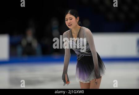 Sud de France Arena, Montpellier, Frankreich. 25. März 2022. Haein Lee aus Südkorea beim Frauen-Finale, World Figure Skating Championship in der Sud de France Arena, Montpellier, Frankreich. Kim Price/CSM/Alamy Live News Stockfoto