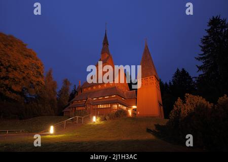 Gustav Adolf Stabkirche in der Hahnenklee im Harz, Niedersachsen, Deutschland Stockfoto