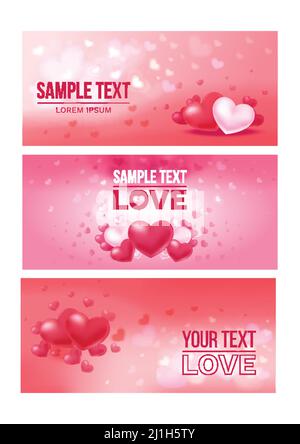 Helle Liebe festliche horizontale Banner mit schönen bunten eleganten Herzen Und platzieren Sie für Text Vektordarstellung Stock Vektor