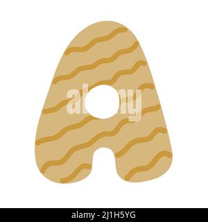 Buchstabe A des englischen Alphabets, Doodle-Stil dekoriert mit einfachen abstrakten Muster Vektor-Illustration, niedliche lustige dekorative Handschrift abc, handgeschriebene Schriftbuchstaben, Schriftzug. Stock Vektor
