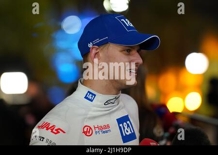 Bahrain International Circuit, Sakhir, Bahrain am 20. März 2022 Mick Schumacher 47 (GER), Haas VF-22 während der FORMEL 1 GULF AIR BAHRAIN GRAND PRIX 2022, Eleanor Hoad Stockfoto