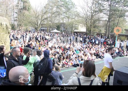 Open Air-Bühnenshow unter dem Motto „eine Stunde für den Frieden“ an der Stadtteilschule Alter Teichweg in Hamburg-Dulsberg am 25.03.2022 Stockfoto