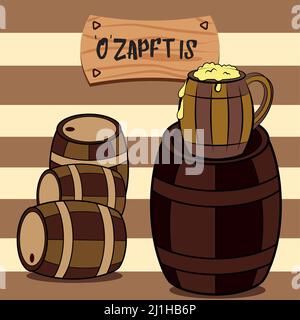 Gruppe von Bier Holzfässer deutschen Pub Vector Stock Vektor