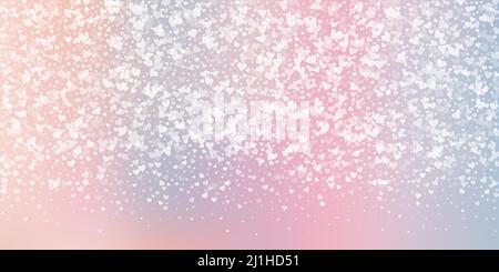 Weißes Herz liebt Konfettis. Valentinstag Gradient kraftvollen Hintergrund. Herabfallende transparente Herzen Konfetti auf weichem Hintergrund. Außergewöhnlich Stock Vektor