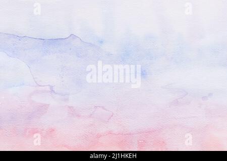 Blass rosa und blau Aquarell auf Papier Hintergrundstruktur gemalt Stockfoto