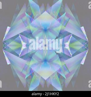 Ein abstraktes, irisierendes Kaleidoskop-Muster-Hintergrundbild. Stockfoto
