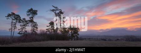 Blick auf Leziachov Dorf und Velka Fatra Berge, Slowakei. Stockfoto