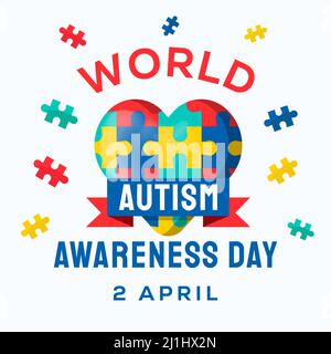 Welt Autismus Awareness Day Illustration, mit Liebe Puzzleteile Stock Vektor