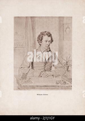 Gravurportrait von Wilhelm Grimm. 1822 Wilhelm Carl Grimm (1786–1859) war ein deutscher Autor und Anthropologe und der jüngere Bruder von Jacob Grim Stockfoto