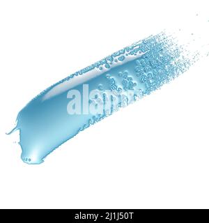 Spritzer blauer Farbe, 3D Abbildung auf weißem Hintergrund Stockfoto