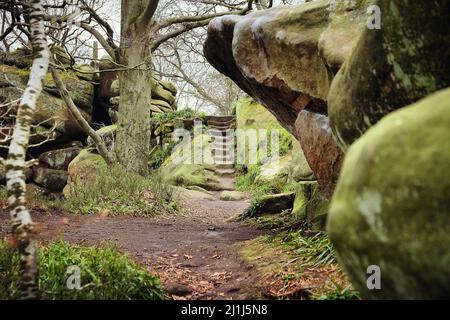 Rowtor Rocks in Birchover, Peak District, Großbritannien Stockfoto