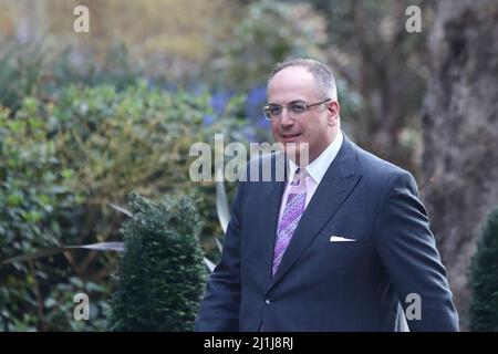 London, Großbritannien, 23.. März 2022. Der Generalpaymaster Michael Ellis kommt in der Downing Street zur Kabinettssitzung vor dem Budget an. Stockfoto