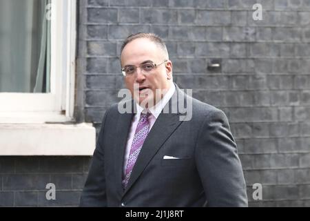 London, Großbritannien, 23.. März 2022. Der Generalpaymaster Michael Ellis kommt in der Downing Street zur Kabinettssitzung vor dem Budget an. Stockfoto