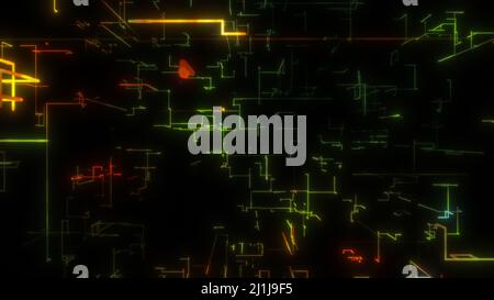 Leuchtende Linien. Das Konzept der modernen digitalen Welt Stockfoto