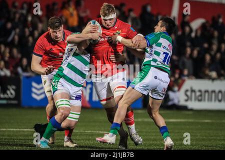 25. März 2022, Cork, Irland - Gavin Coombes beim United Rugby Championship Spiel zwischen Munster (51) und Benetton (22) Stockfoto