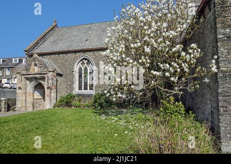 St. Nikolaus und St. Faith Church, Saltasch. Der Südportch. Stockfoto