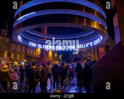 Aberdeen, Schottland - 11. Februar 2022: SPECTRA Light Festival in Aberdeen, Schottland Stockfoto