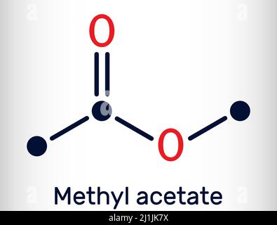 Methylacetat, Methylethanoat-Molekül. Es ist Acetatester, Lösungsmittel. Strukturelle chemische Formel. Vektorgrafik Stock Vektor